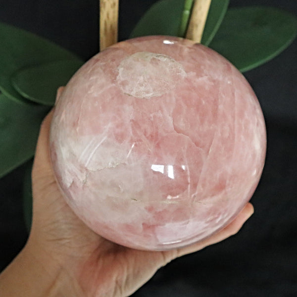 Rose Quartz Sphere Large, 4.2 inch Rose Quartz Ball Home Decor Gifts, Stone of Love