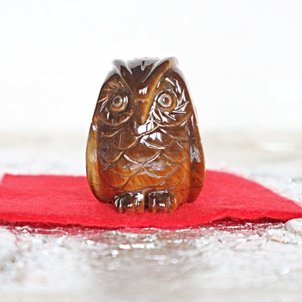 Tiger Eye Owl, Solar Plexus Chakra Crystal, Metaphysical Gift TIger Eye Crystal Carving Owl for Home Decor