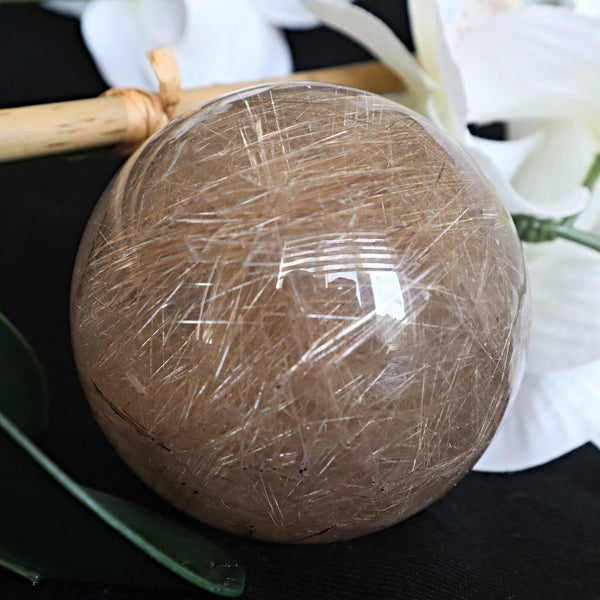Golden Rutilated Quartz Sphere 84mm 839 grams Large