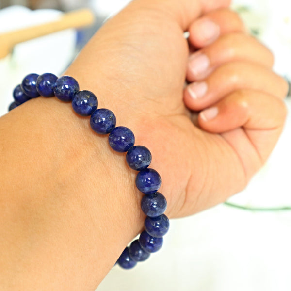 Lapis Stretch Bracelet, Blue Crystal Bracelet