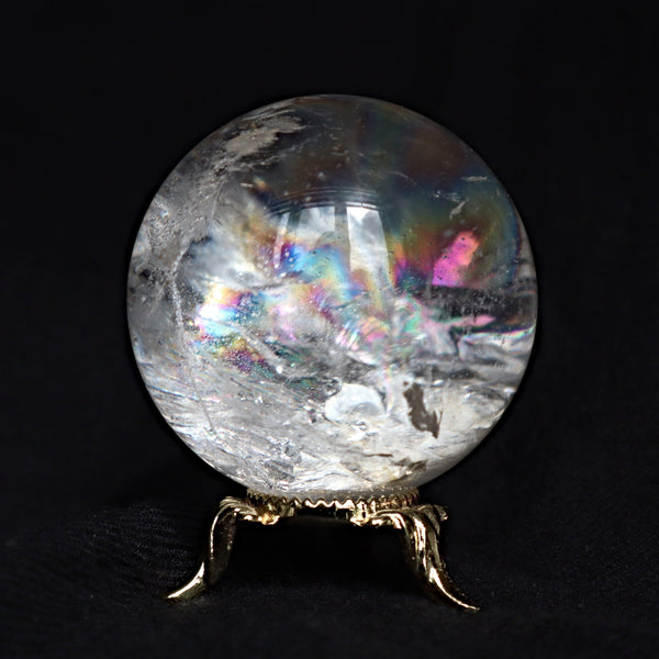 Natural Crystal Quartz Sphere with Rainbow Flashes 2.5 inch, RC Q4