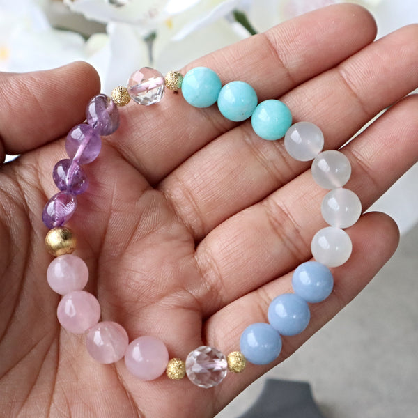 Angelite Amazonite Moonstone Rose Quartz Amethyst Calming Bracelet