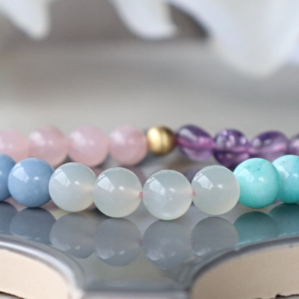 Angelite Amazonite Moonstone Rose Quartz Amethyst Calming Bracelet
