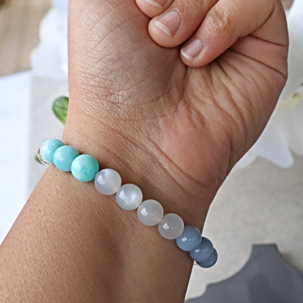Angelite Amazonite Moonstone Rose Quartz Amethyst Calming Bracelet