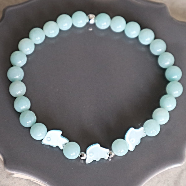 Dolphin Amazonite Bracelet, Harmony and Peace Bracelet, Soothing and Calming Bracelet