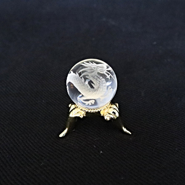Quartz Dragon Sphere, Intricately Hand Carved Dragon 100% clear no inclusion Natural Real Quartz Crystal, Feng Shui Dragon Decor Gifts