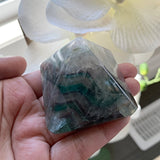 Large Green Fluorite Pyramid: Reiki Healing Crystal (45mm)