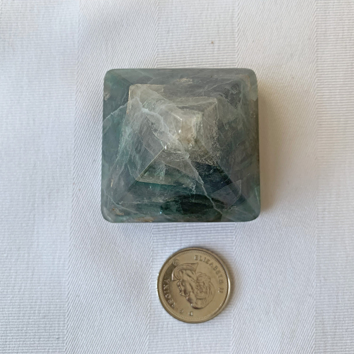 Large Green Fluorite Pyramid: Reiki Healing Crystal (45mm)