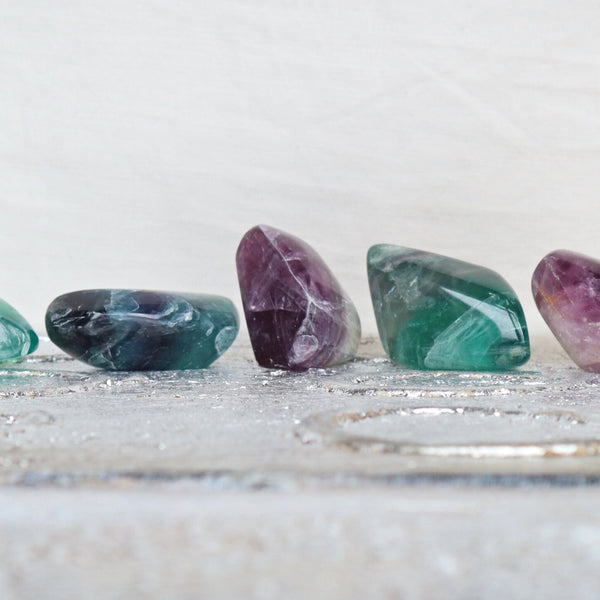 Green Purple Fluorite Palm Stone: Meditation Crystal Gift