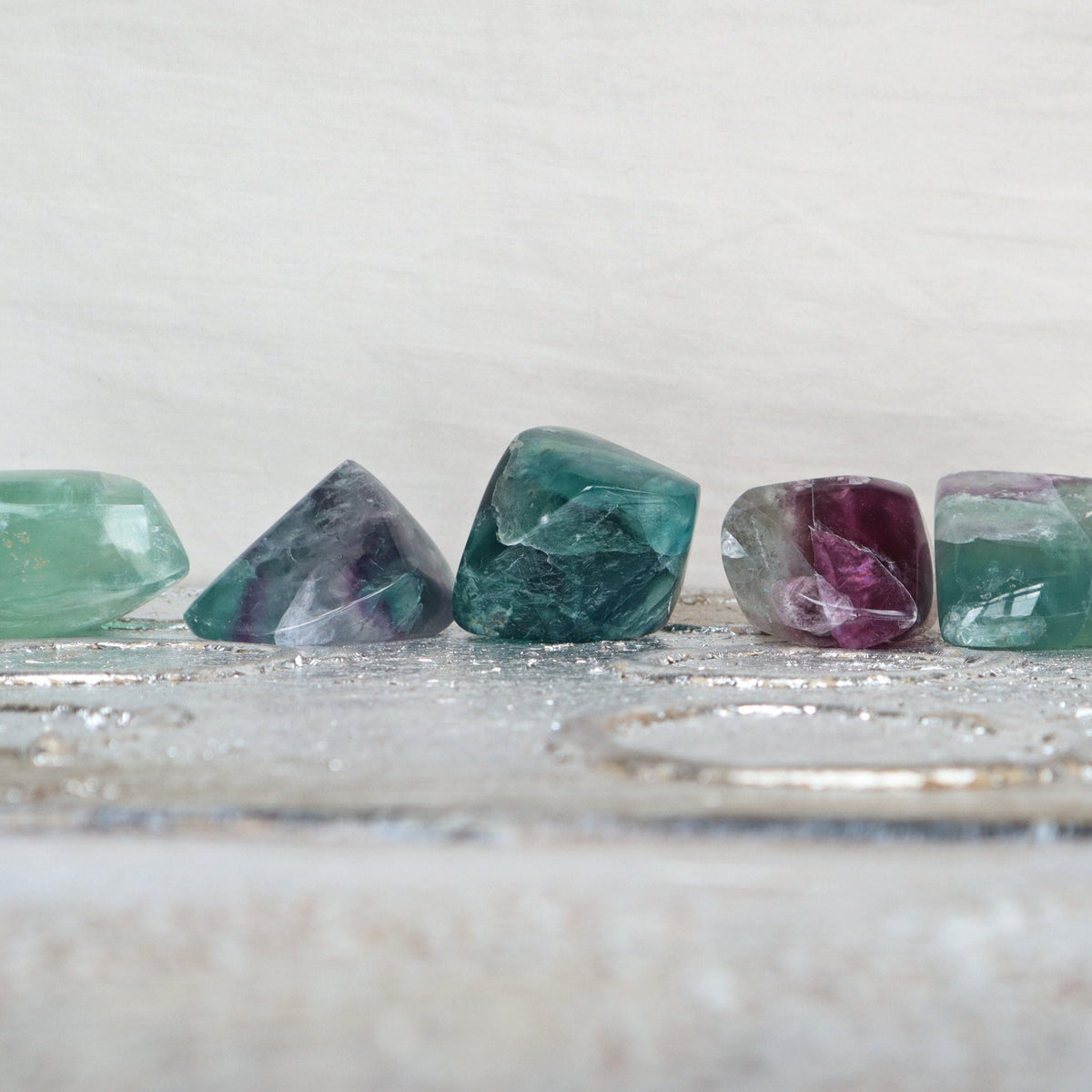 Green Purple Fluorite Palm Stone: Meditation Crystal Gift