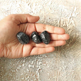 Black Tourmaline Palm Stones (Set of 3): EMF Protector, Root Chakra Crystal