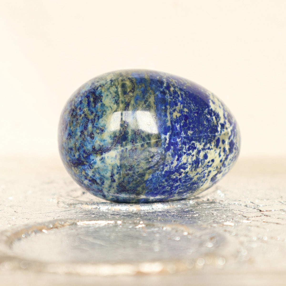 Large Lapis Lazuli Egg: Reiki Healing Crystal Home Decor