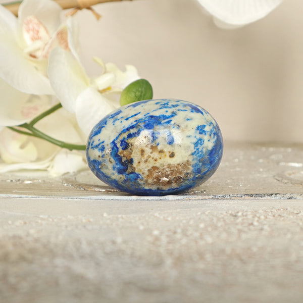 Polished Lapis Lazuli Egg: Reiki Meditation Crystal Decor