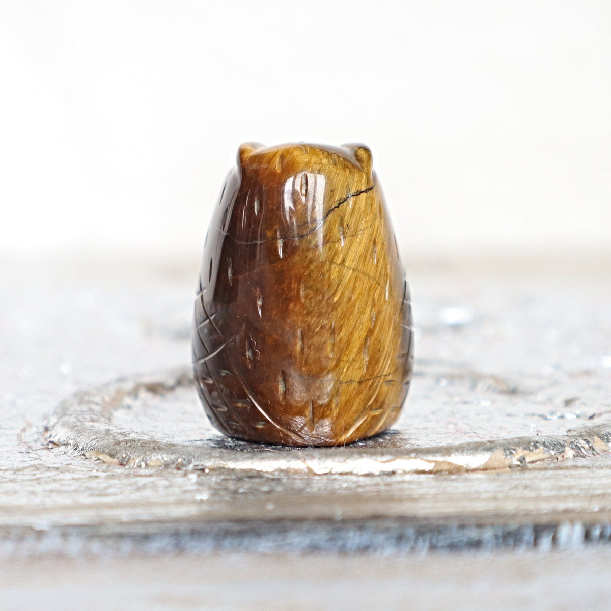 Tiger Eye Crystal Owl: Hand Carved Wisdom Stone, Home Decor