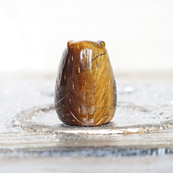Tiger Eye Crystal Owl: Hand Carved Wisdom Stone, Home Decor