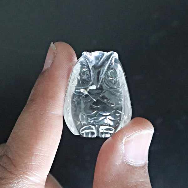 Clear Crystal Quartz Owl Feng Shui Gift for Home Decor wisdom and success