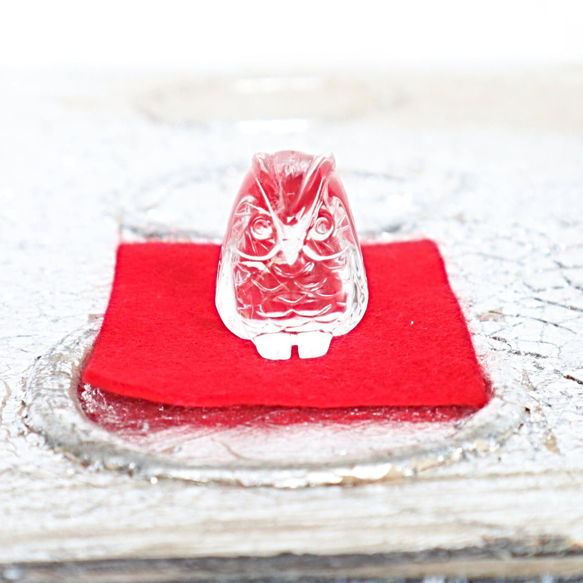 Clear Crystal Quartz Owl Feng Shui Gift for Home Decor wisdom and success