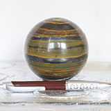 Iron Tiger Sphere: Hematite Tiger Eye, Root Chakra Decor