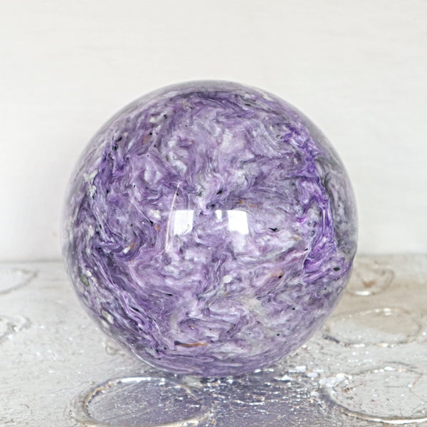 Large AAA Charoite Sphere, Russian Purple Gemstone Decor (145mm)