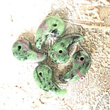 Magatama Black Tourmaline Malachite Bloodstone Japanese Good Fortune Talisman Pendant