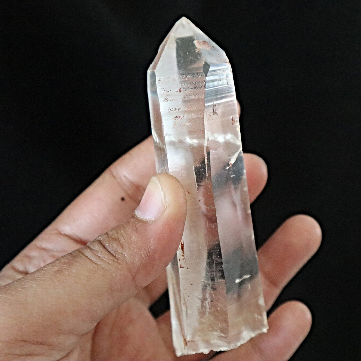 Lemurian Seed Quartz Crystal Point: Chakra Cleansing, 3.7"