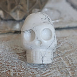 White Howlite Crystal Skull Carving: Gothic Home Decor (2.2 inches)
