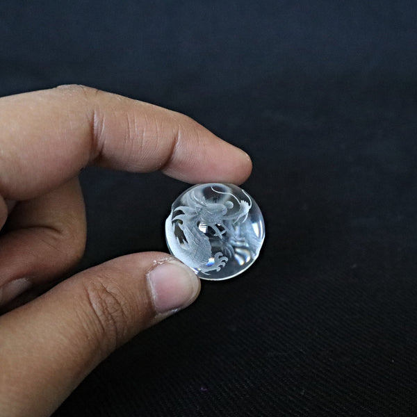 Quartz Dragon Sphere: Hand Carved Crystal Feng Shui Decor