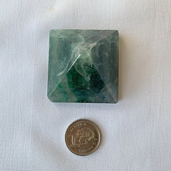 Large Green Fluorite Pyramid: Reiki Healing Crystal (45mm)