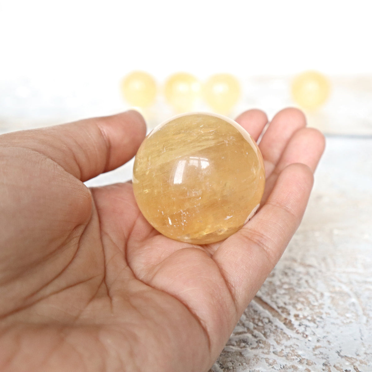 Honey Calcite Sphere: Solar Plexus Chakra, Feng Shui Decor