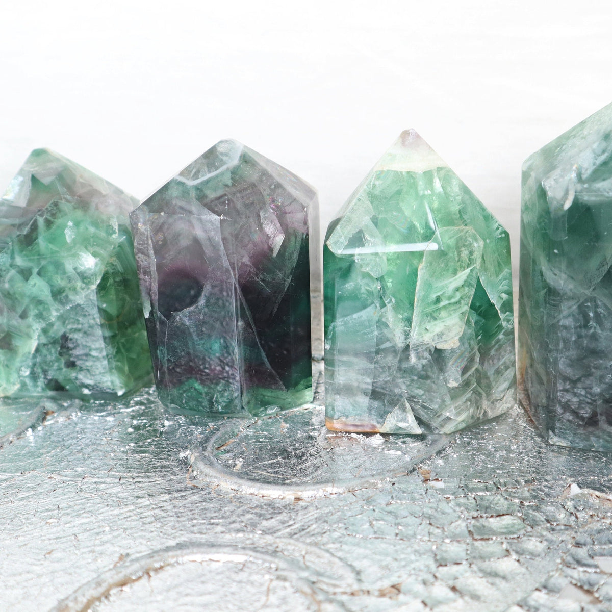 Large Green Fluorite Tower: Natural Reiki Healing Crystal (45mm)