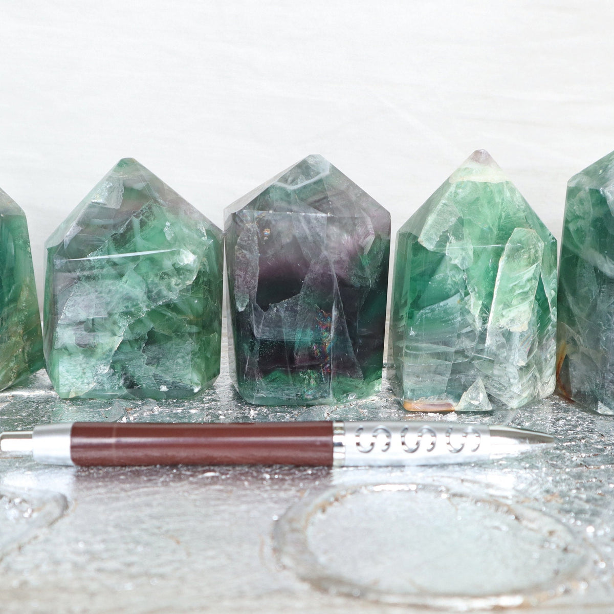 Large Green Fluorite Tower: Natural Reiki Healing Crystal (45mm)
