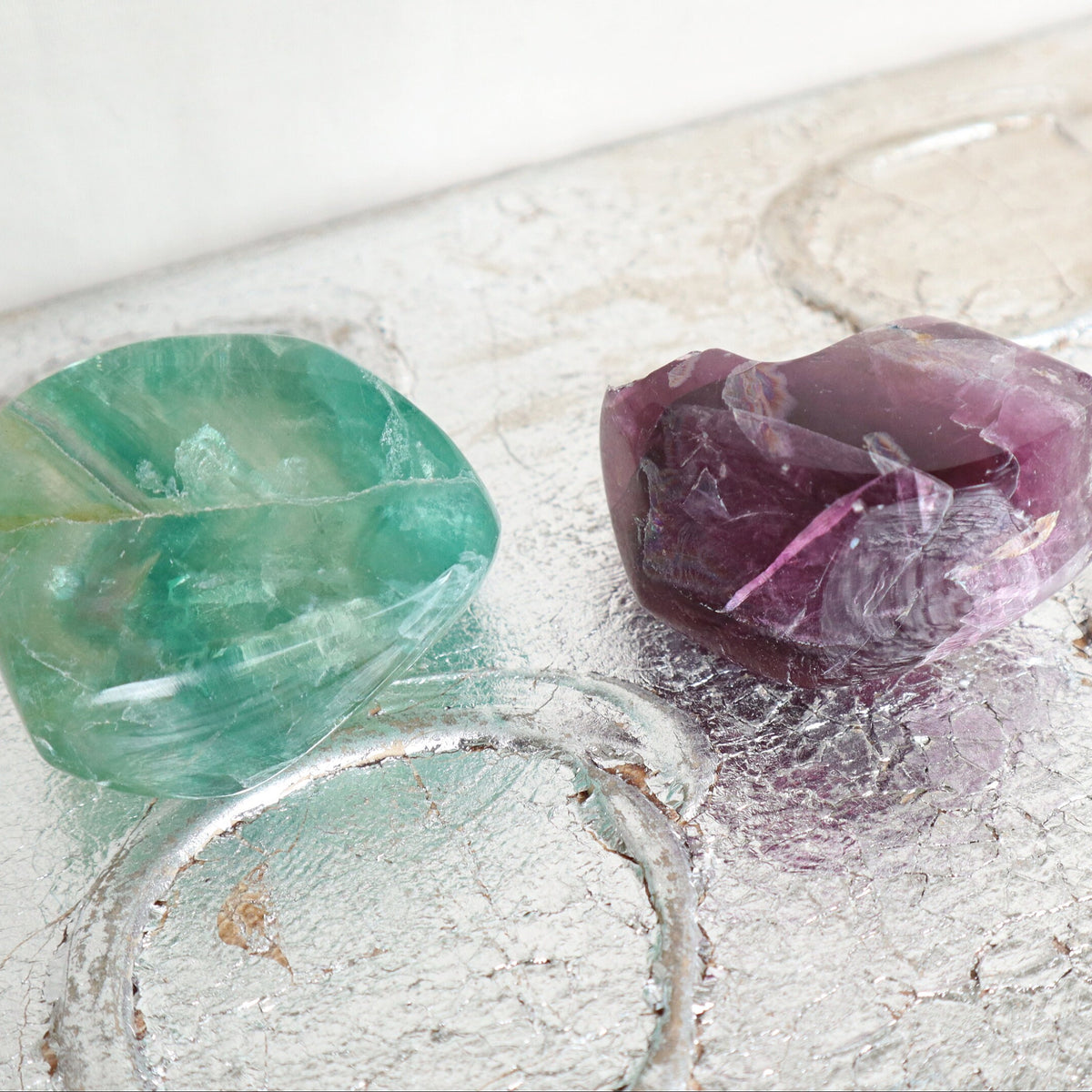 Green Purple Fluorite Palm Stone: Meditation Crystal Gift