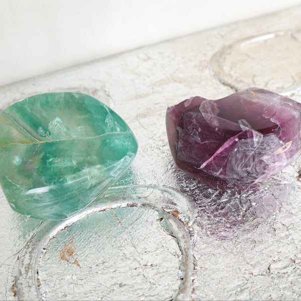 Green Purple Fluorite Palm Stone: Meditation Crystal Gift