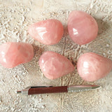 Rose Quartz Palm Stone: Natural Pink Crystal, Massage & Pocket Stone