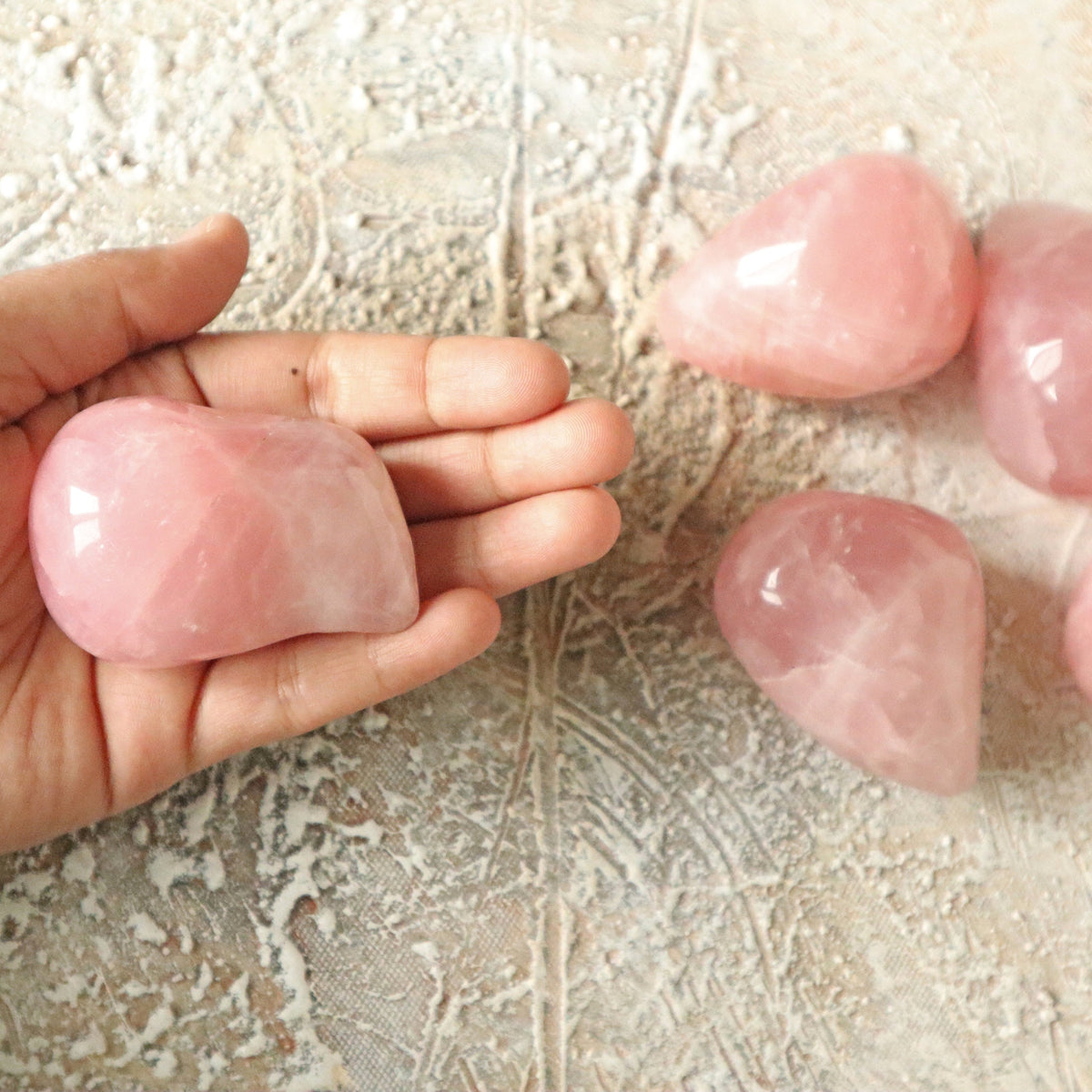 Rose Quartz Palm Stone: Natural Pink Crystal, Massage & Pocket Stone
