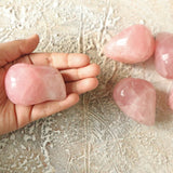 Rose Quartz Palm Stone: Natural Pink Crystal, Massage & Pocket Stone