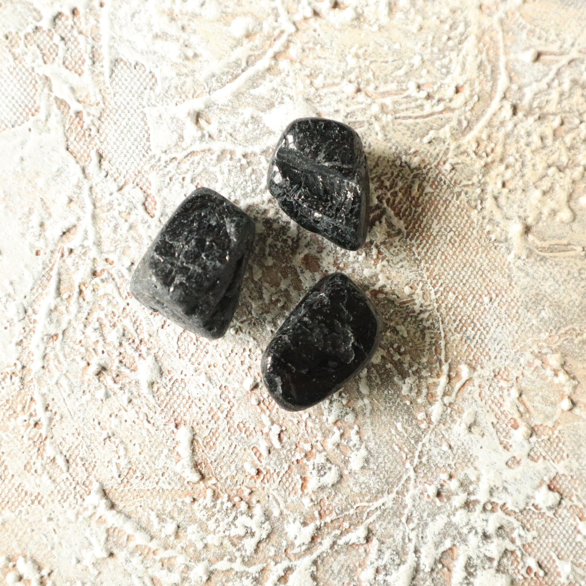 Black Tourmaline Palm Stones (Set of 3): EMF Protector, Root Chakra Crystal
