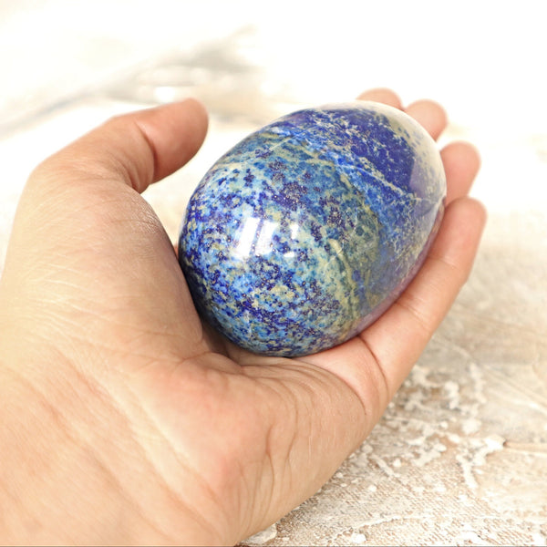 Large Lapis Lazuli Egg: Reiki Healing Crystal Home Decor