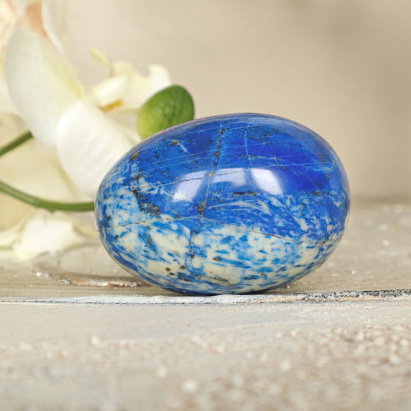 Polished Lapis Lazuli Egg: Reiki Meditation Crystal Decor