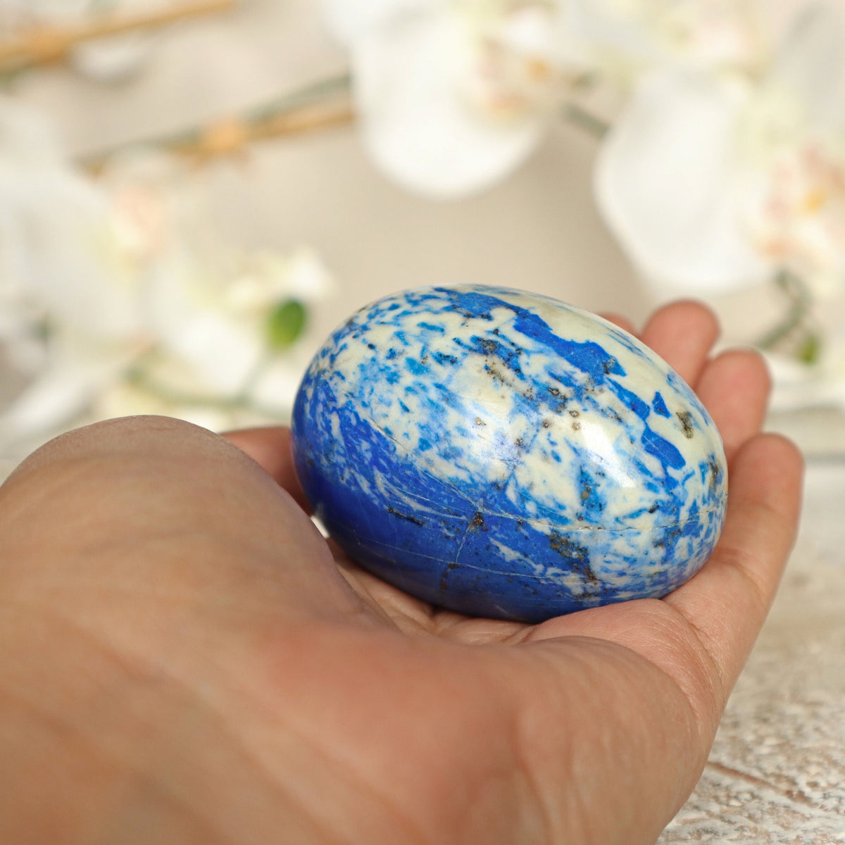 Polished Lapis Lazuli Egg: Reiki Meditation Crystal Decor