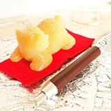 Hand Carved Yellow Calcite Dragon Turtle: Feng Shui Home Decor