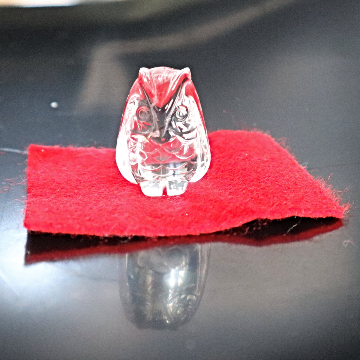 Clear Crystal Quartz Owl Feng Shui Gift for Home Decor wisdom and success