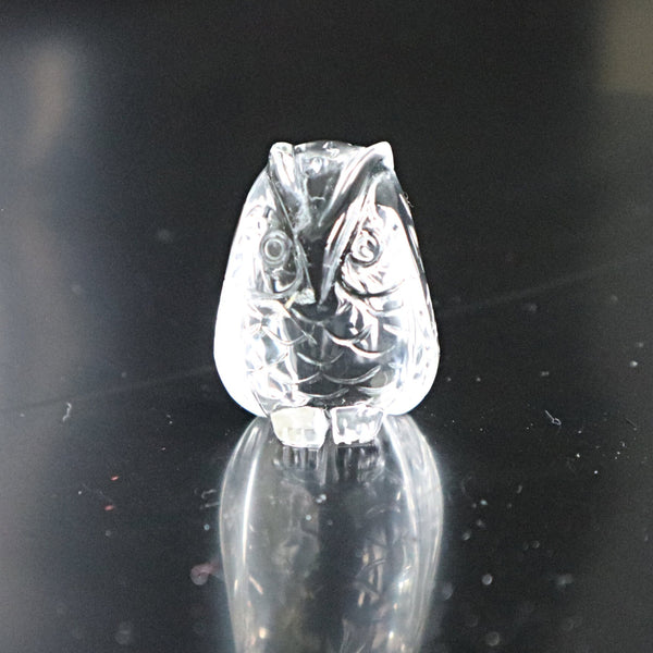 Clear Crystal Quartz Owl Feng Shui Gift for Home Decor wisdom and success