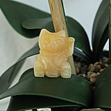 Orange Calcite Beckoning Lucky Cat: Feng Shui Home Decor