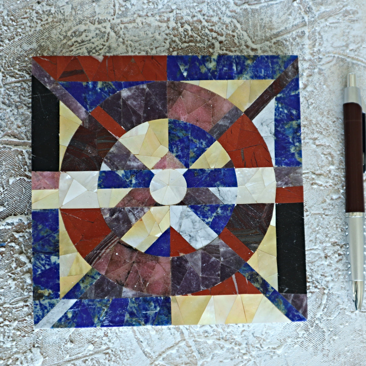 Gemstone Mosaic Tile: Lapis, Jasper, Onyx, Mother of Pearl Wall Art