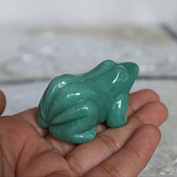 Green Aventurine Frog: Hand Carved Crystal for Wealth & Luck