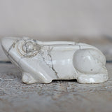 White Howlite Frog Green Crystal Frog for Wealth Abundance Lucky Stone