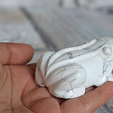 White Howlite Frog Green Crystal Frog for Wealth Abundance Lucky Stone