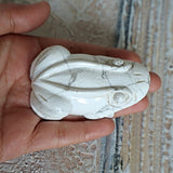 White Howlite Frog Green Crystal Frog for Wealth Abundance Lucky Stone