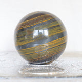 Iron Tiger Sphere: Hematite Tiger Eye, Root Chakra Decor